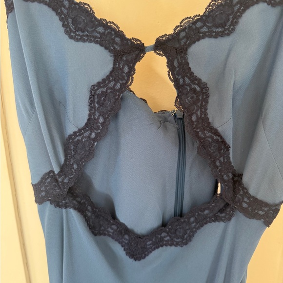 REFORMATION Blue Lace Trim Slip Dress - Picture 4 of 13